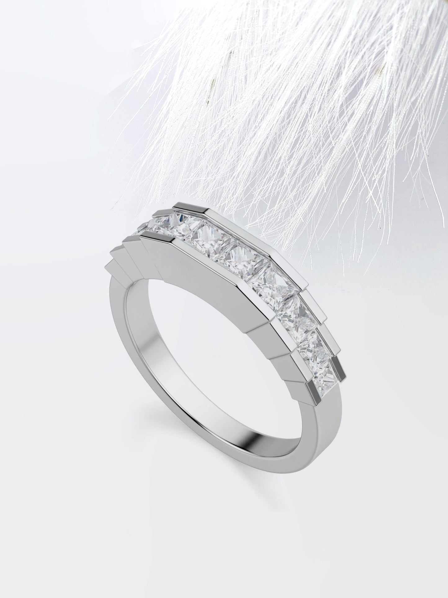 Princess Cut Channel Diamond Wedding Band For Her