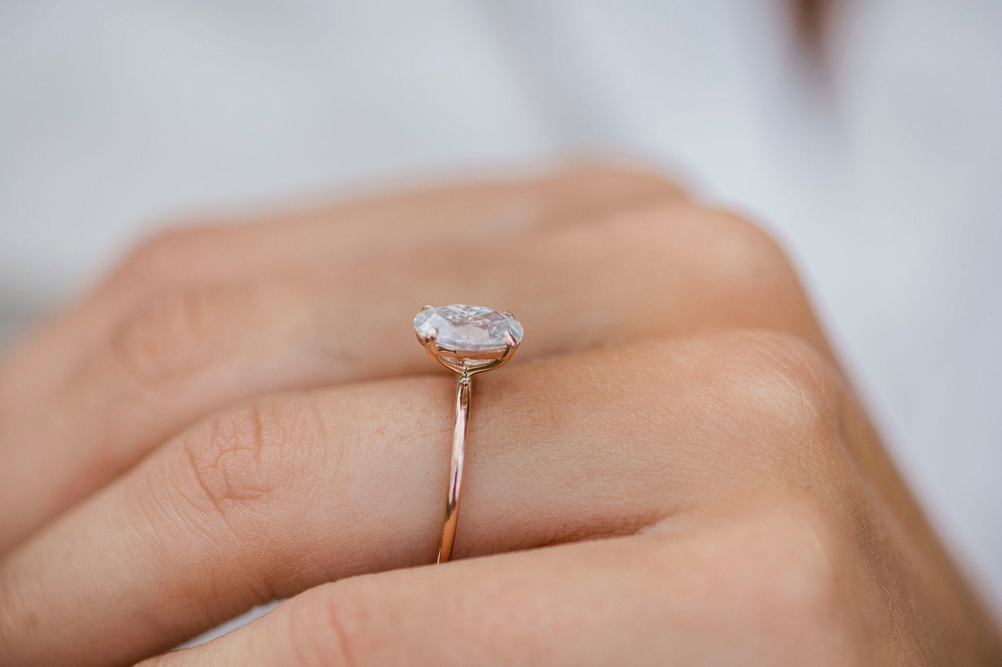 1.85CT Oval Cut Solitaire Moissanite Diamond Engagement Ring