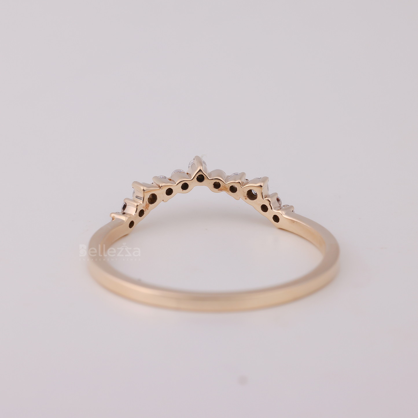 Round Brilliant Diamond Curved Wedding Band - Ready to Ship