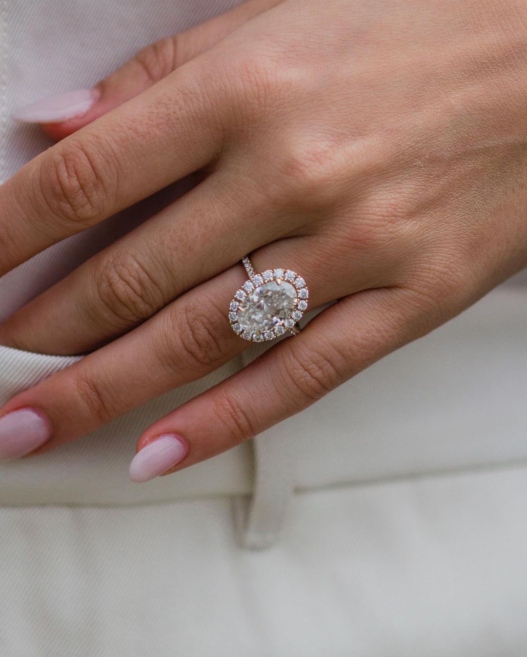 3.41 - 5.41 CT Oval Cut Halo & Pave Moissanite Engagement Ring