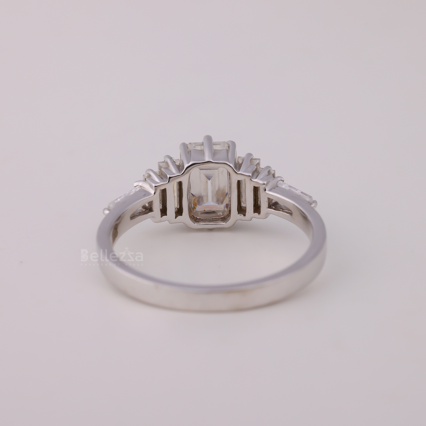 1.0CT Emerald Cut Cluster Moissanite Engagement Ring - Ready to ship