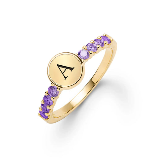 1.0TCW Round Cut Customized Moissanite February Birthstone Ring