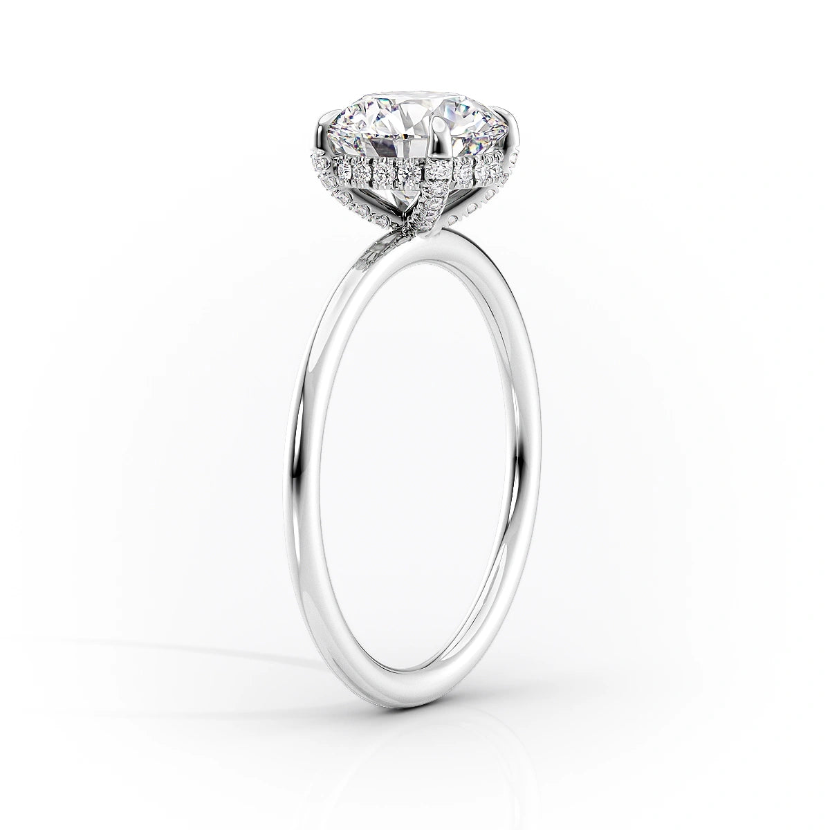 2.0 CT Oval Moissanite Hidden Halo Engagement Ring