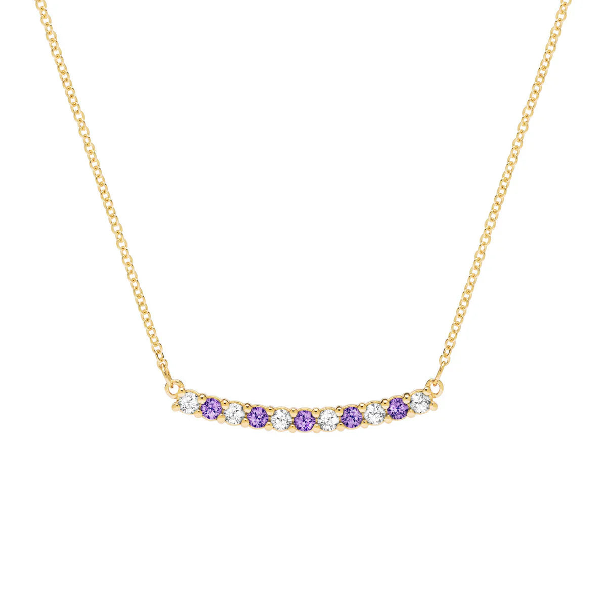 1.35TCW Round Amethyst Moissanite Diamond February Birthstone Necklace