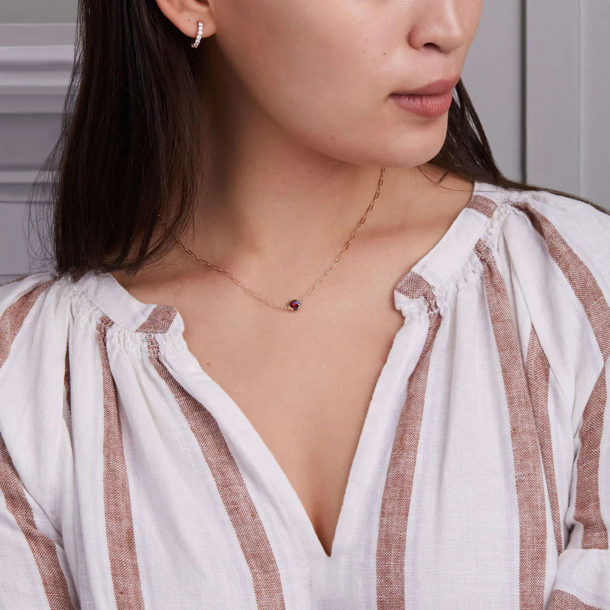 0.40 TCW Round Cut Solitaire Moissanite Necklace-January Birthstone