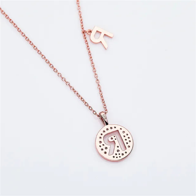 \ R \" Letter Moissanite Diamond Necklace for Women"