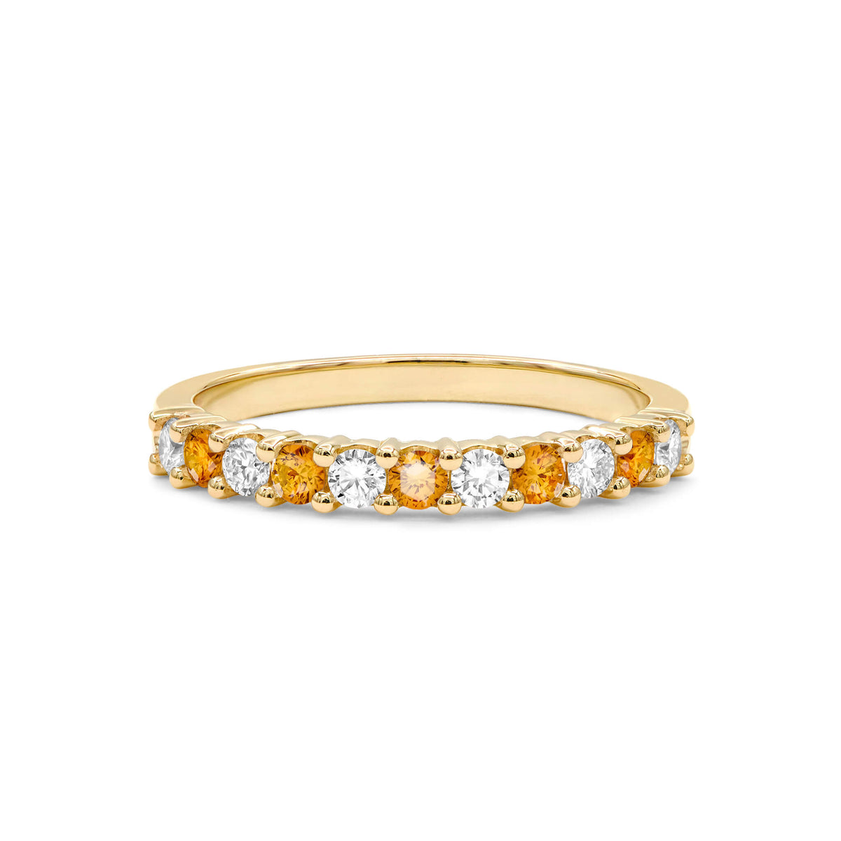 1.32TCW Round Cut Citrine Moissanite November Birthstone Wedding Band