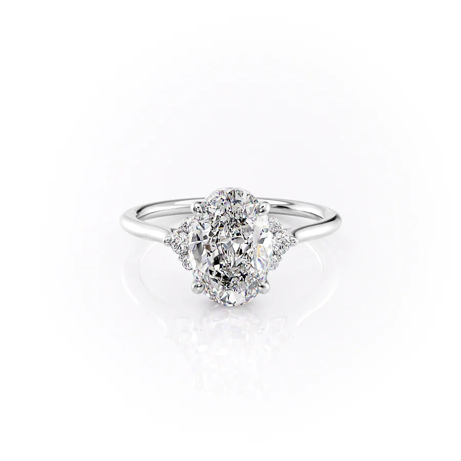 3.0 CT Oval Moissanite Cluster Engagement Ring