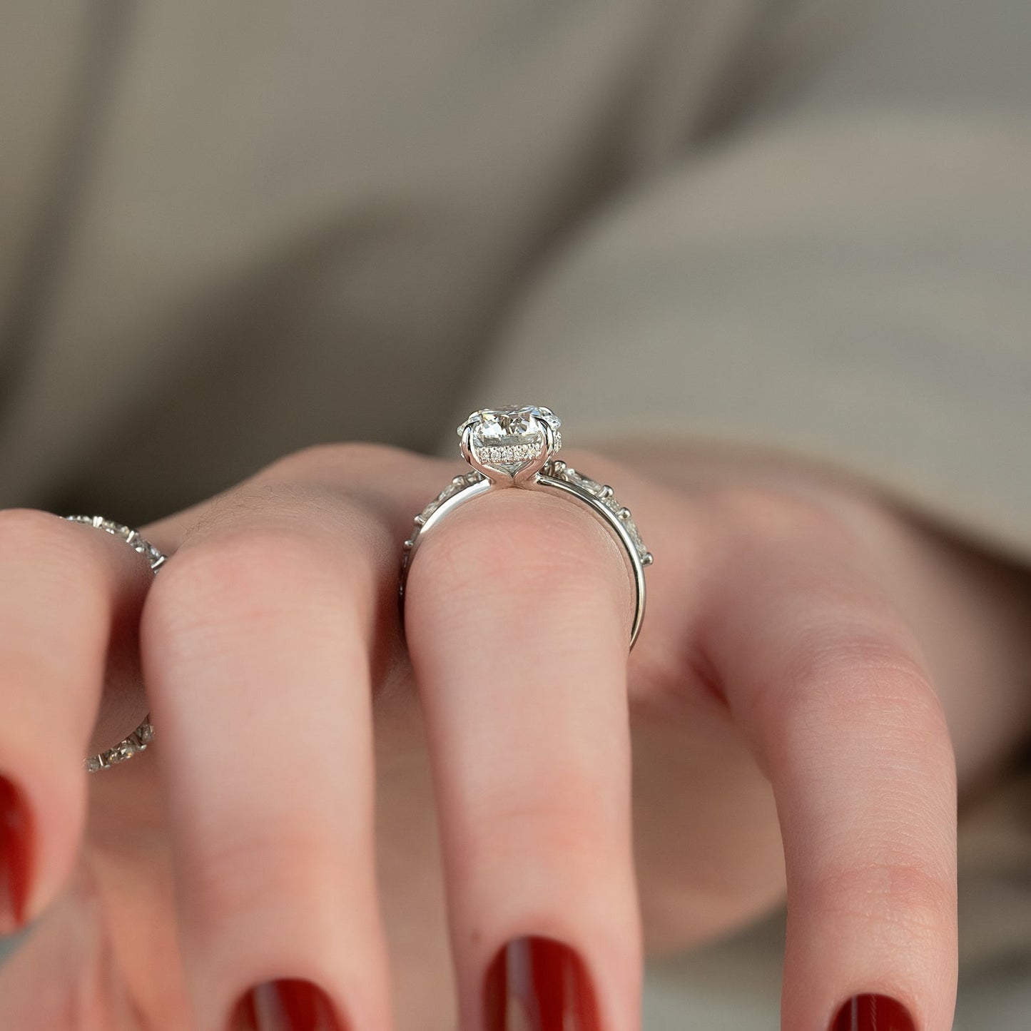 2.50 CT Round Moissanite Hidden Halo Engagement Ring