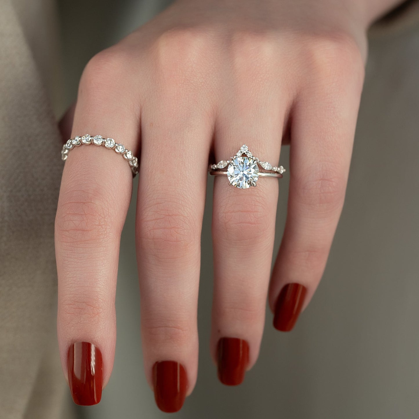 2.50 CT Round Moissanite Hidden Halo Engagement Ring
