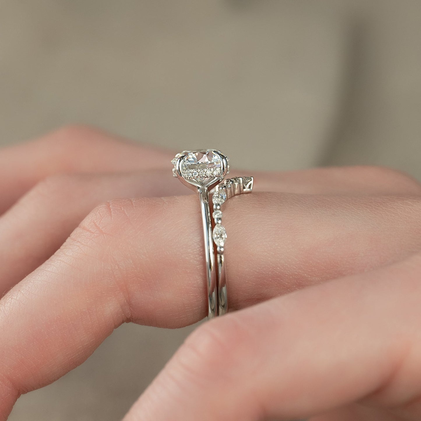 2.50 CT Round Moissanite Hidden Halo Engagement Ring