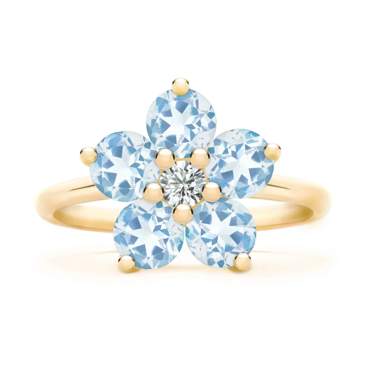 1.25CT Round Cut Floral Moissanite March Bithstone Engagement Ring