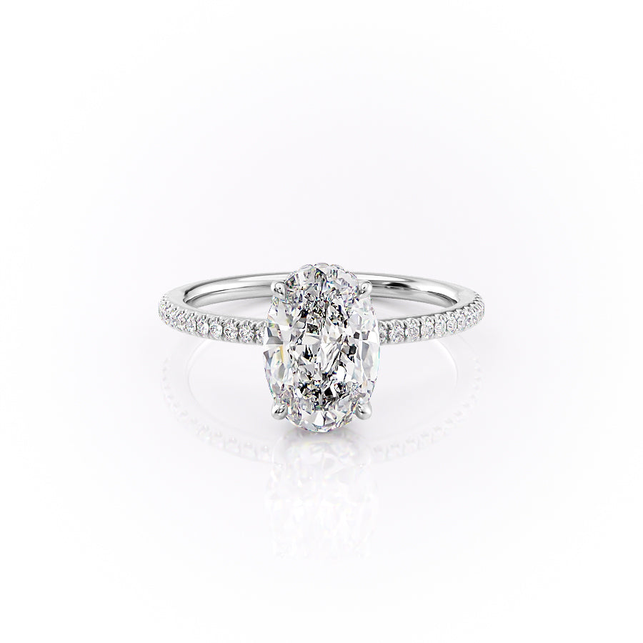 2.0 CT Oval Moissanite Pave Setting Engagement Ring