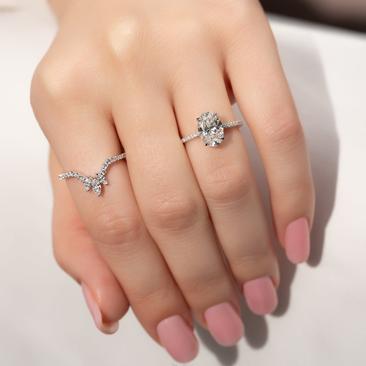 2.0 CT Oval Moissanite Pave Setting Engagement Ring