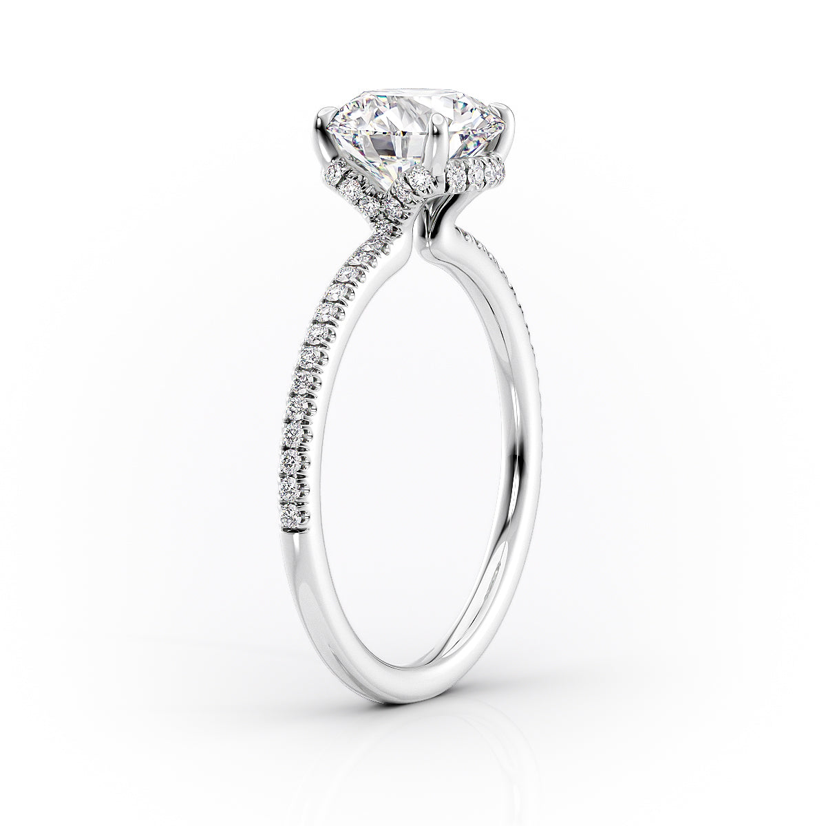 2.0 CT Oval Moissanite Pave Setting Engagement Ring