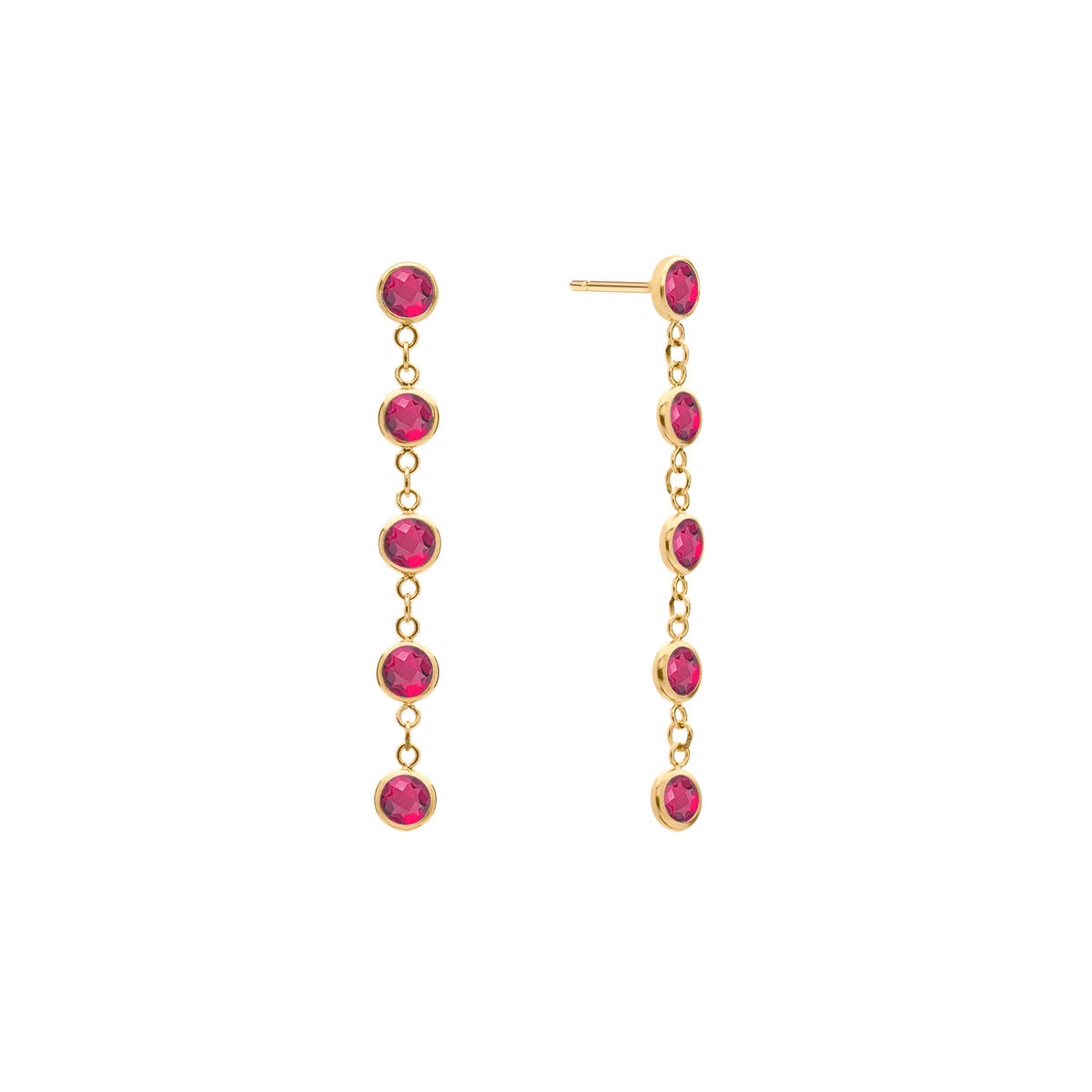 5.04TCW Round Cut Ruby Moissanite July Birthstone Dangle Earrings