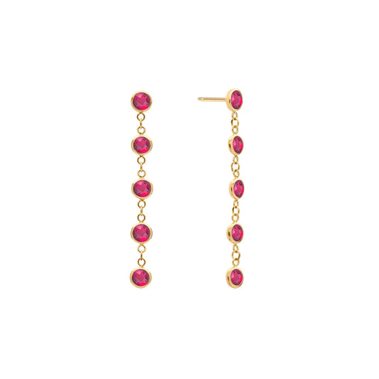 5.04TCW Round Cut Ruby Moissanite July Birthstone Dangle Earrings