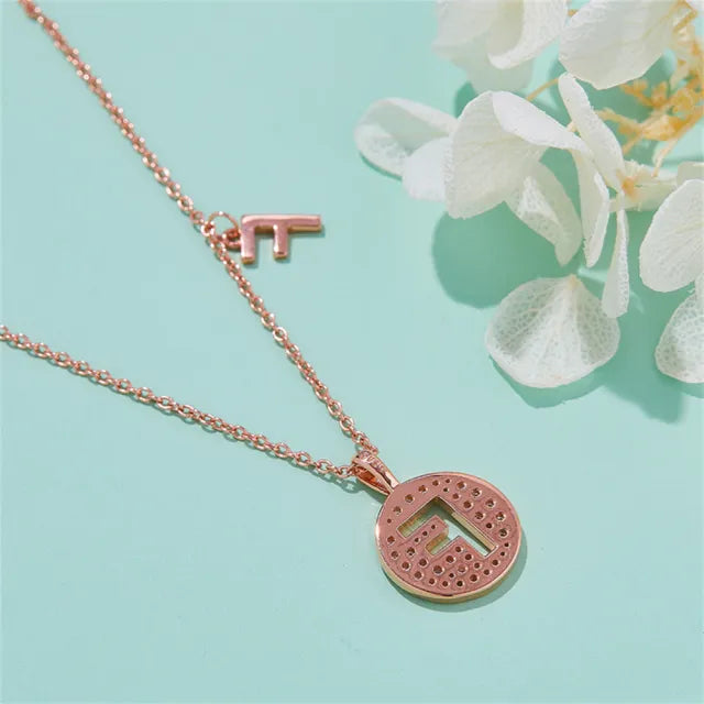 \ F \" Letter Moissanite Diamond Necklace for Women"
