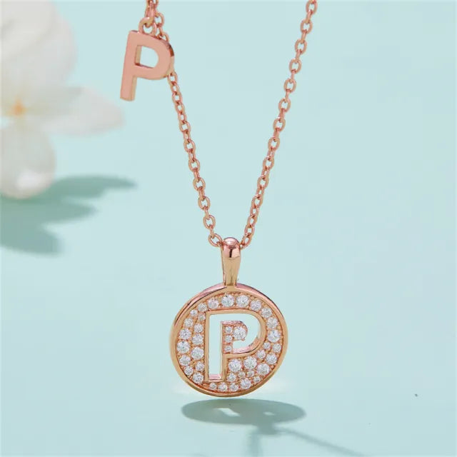 \ P \" Letter Moissanite Diamond Necklace for Women"