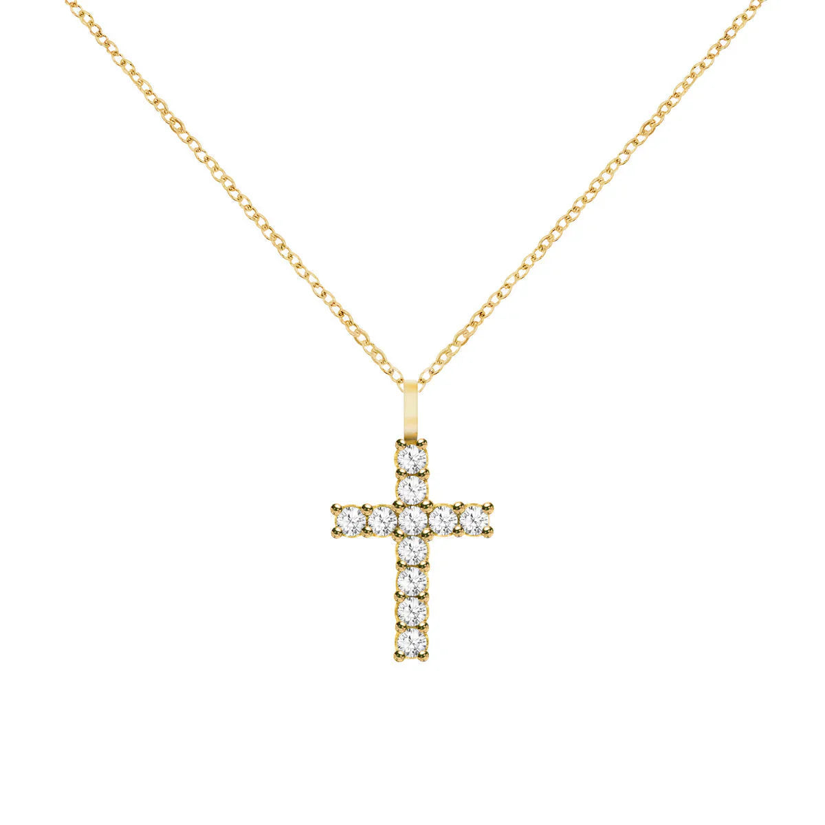 1.32TCW Round Diamond Cross Moissanite April Birthstone Pendant Necklace
