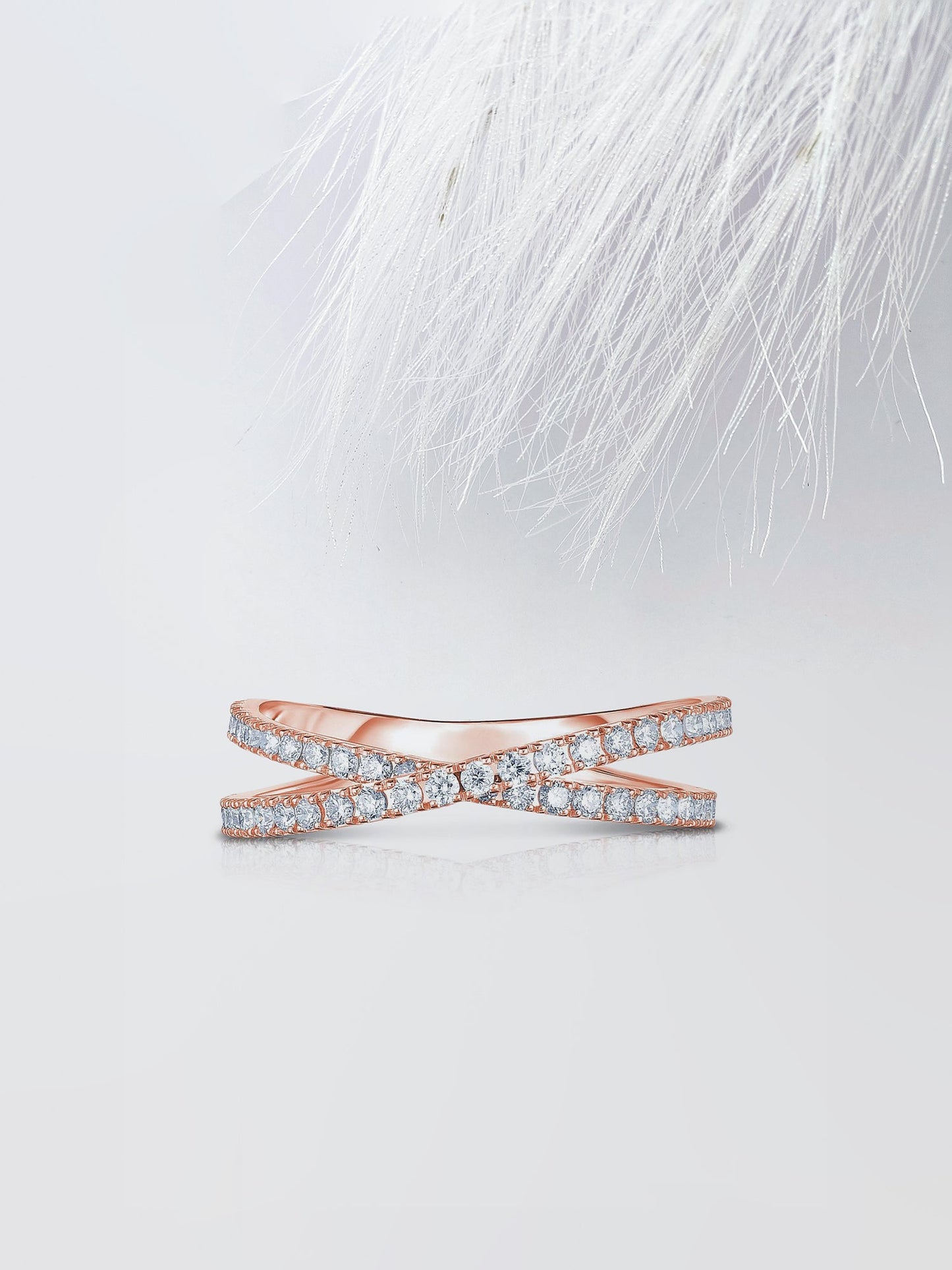 Round Cut Criss Cross Diamond Wedding Band For Women