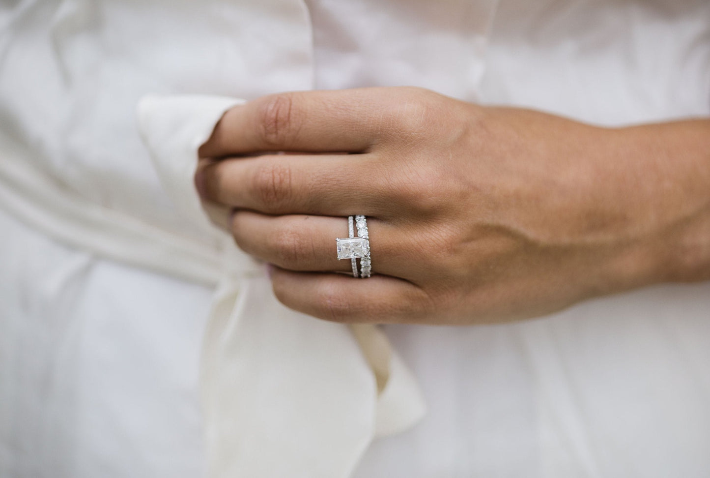 2.0CT Radiant Cut Hidden Halo Moissanite Engagement Ring