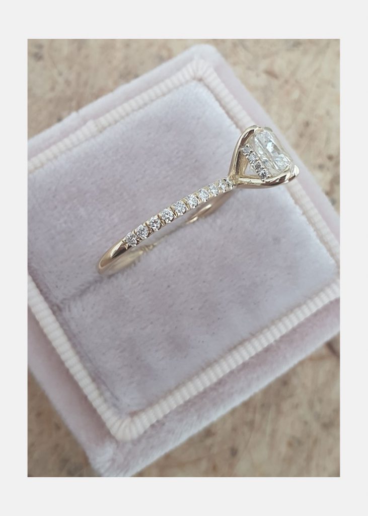 2.0ct Cushion Cut Moissanite Diamond 14K Gold Engagement Ring