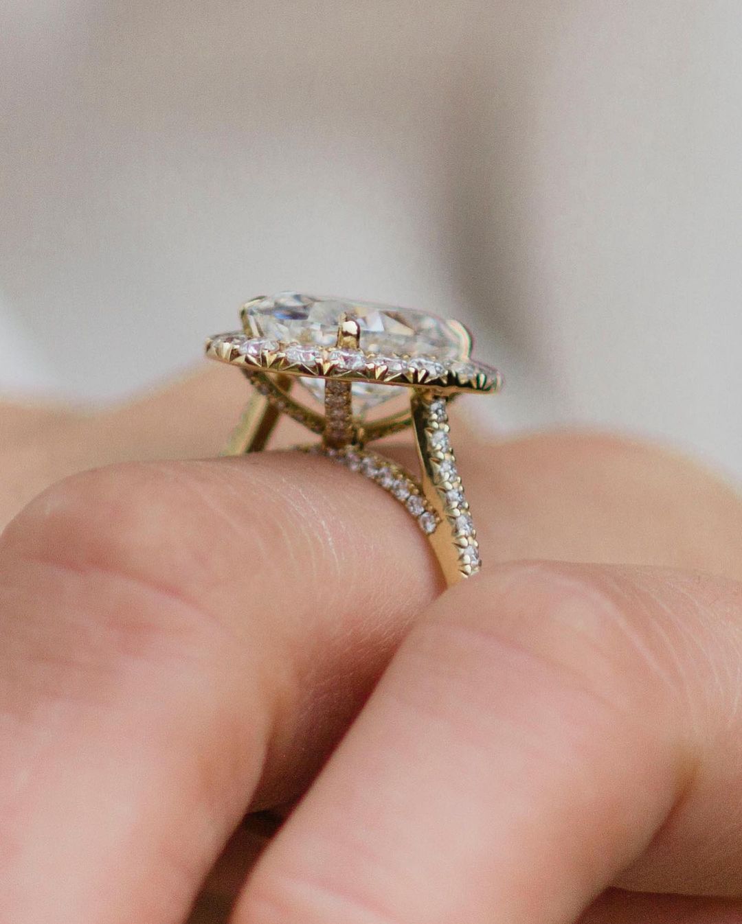 3.41 - 5.41 CT Oval Cut Halo & Pave Moissanite Engagement Ring