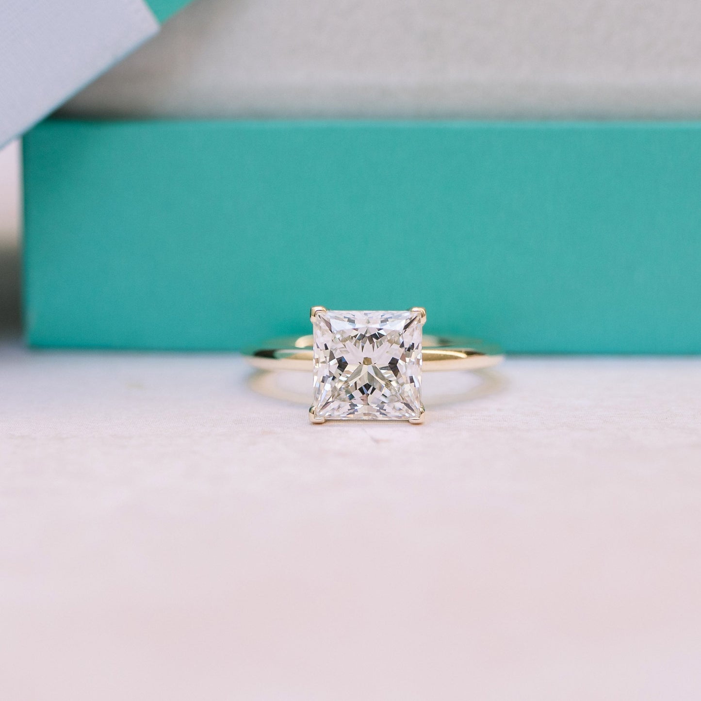 1.75ct Princess Cut Moissanite Diamond Petite Solitare Engagement Ring