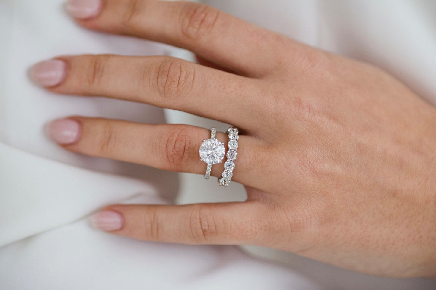 2.50CT Round Cut Hidden Halo Moissanite Diamond Engagement Ring