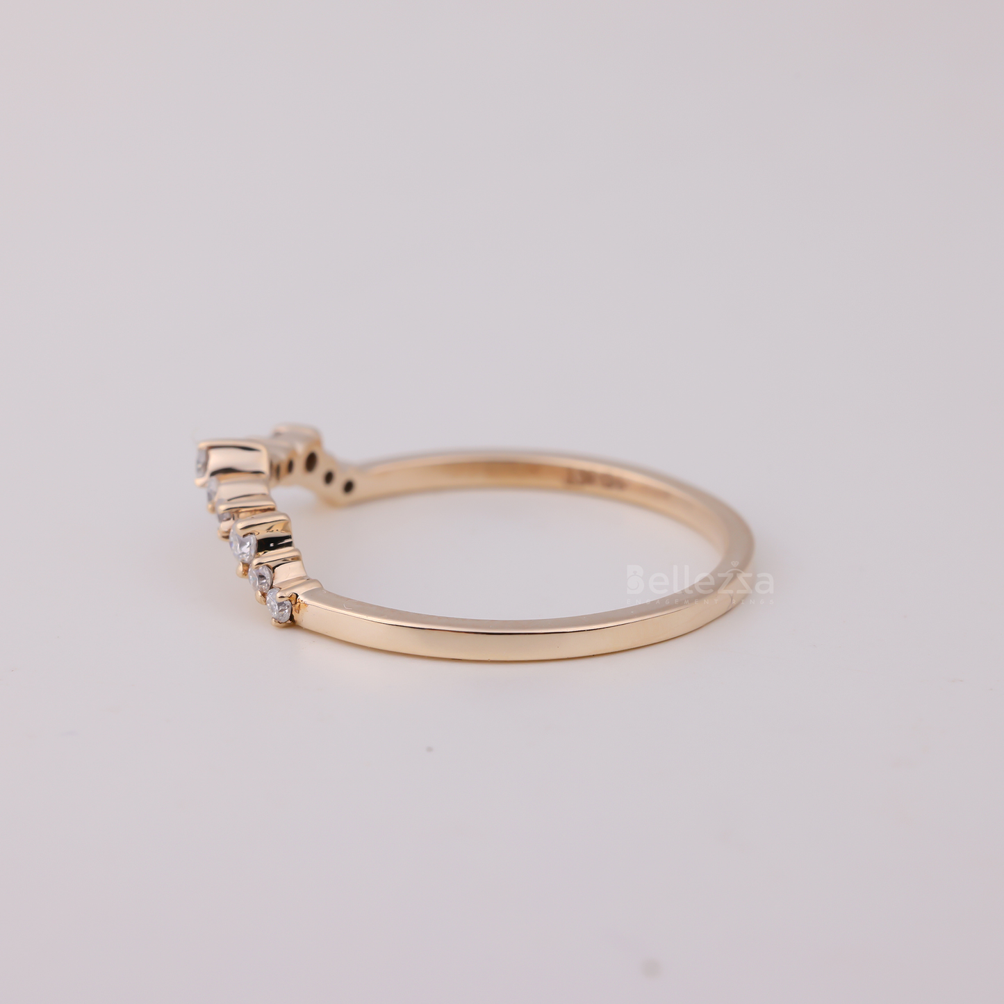 Round Brilliant Diamond Curved Wedding Band - Ready to Ship