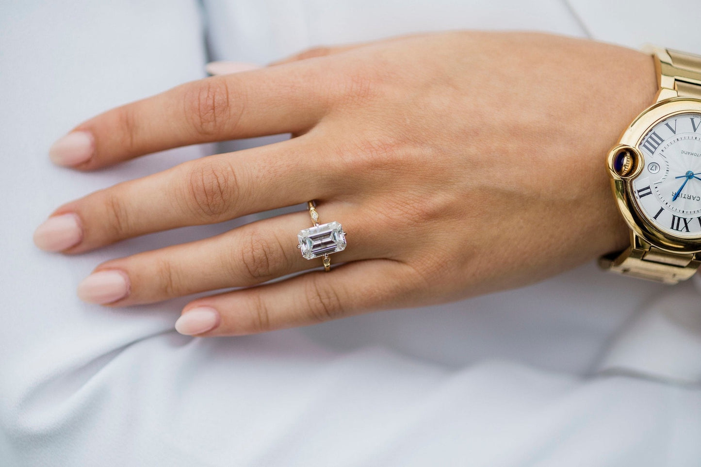 4.10CT Emerald Cut Vintage Pave Moissanite Diamond Engagement Ring