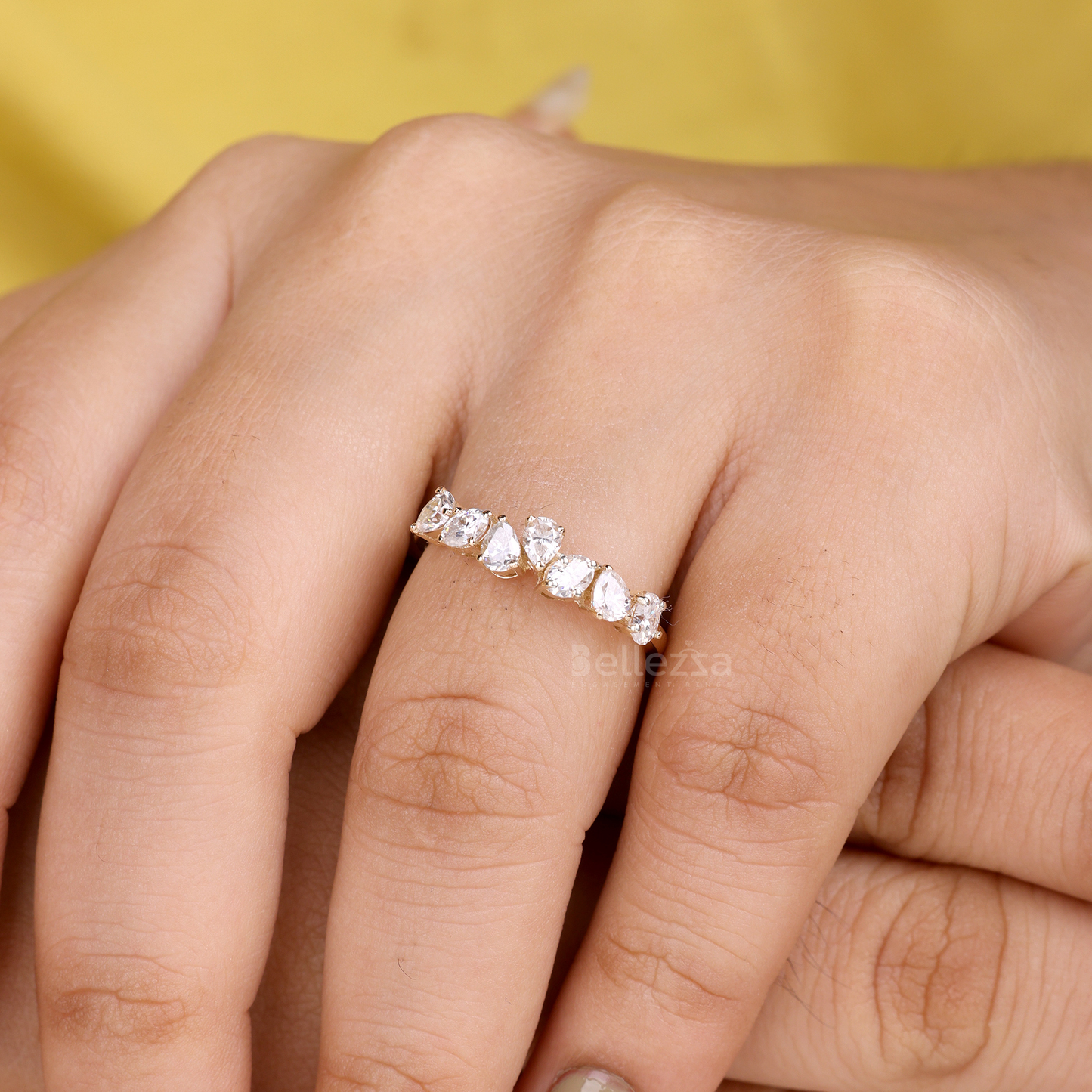Pear & Oval Cut Half Eternity Moissanite Wedding Band - Ready to Ship