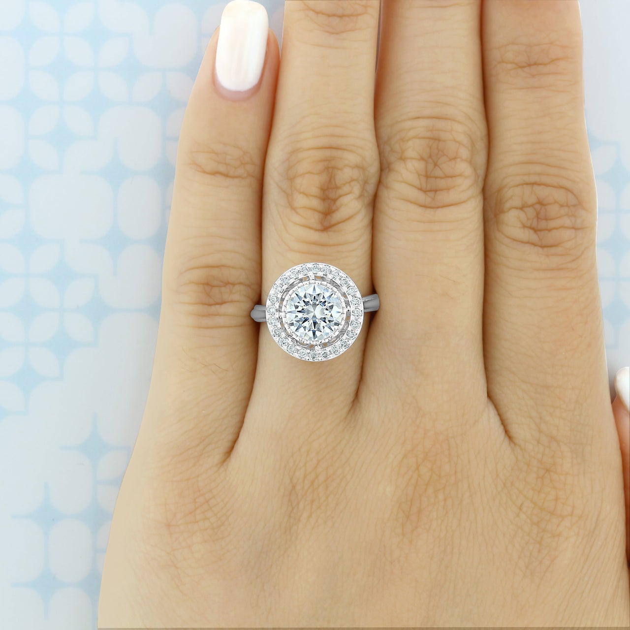 2.0ct Round Brilliant Cut Moissanite Unique Engagement Ring