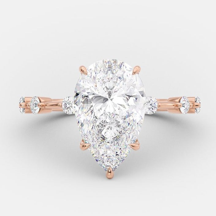 2.50ct Pear Cut Moissanite Diamond Pave Engagement Ring