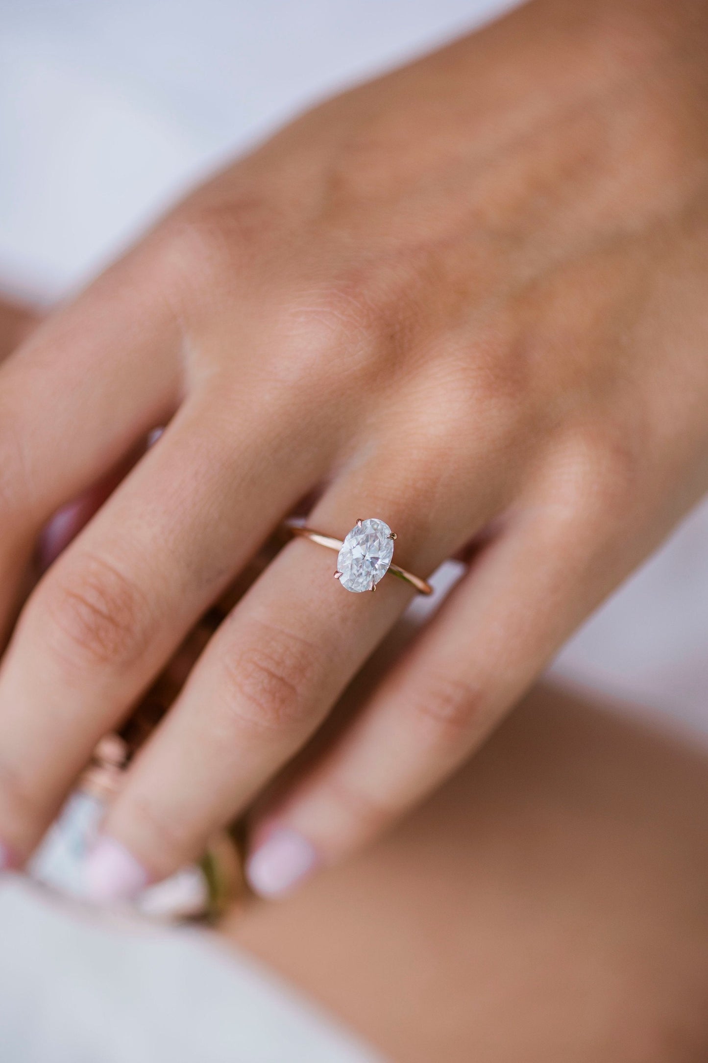 1.85CT Oval Cut Solitaire Moissanite Diamond Engagement Ring
