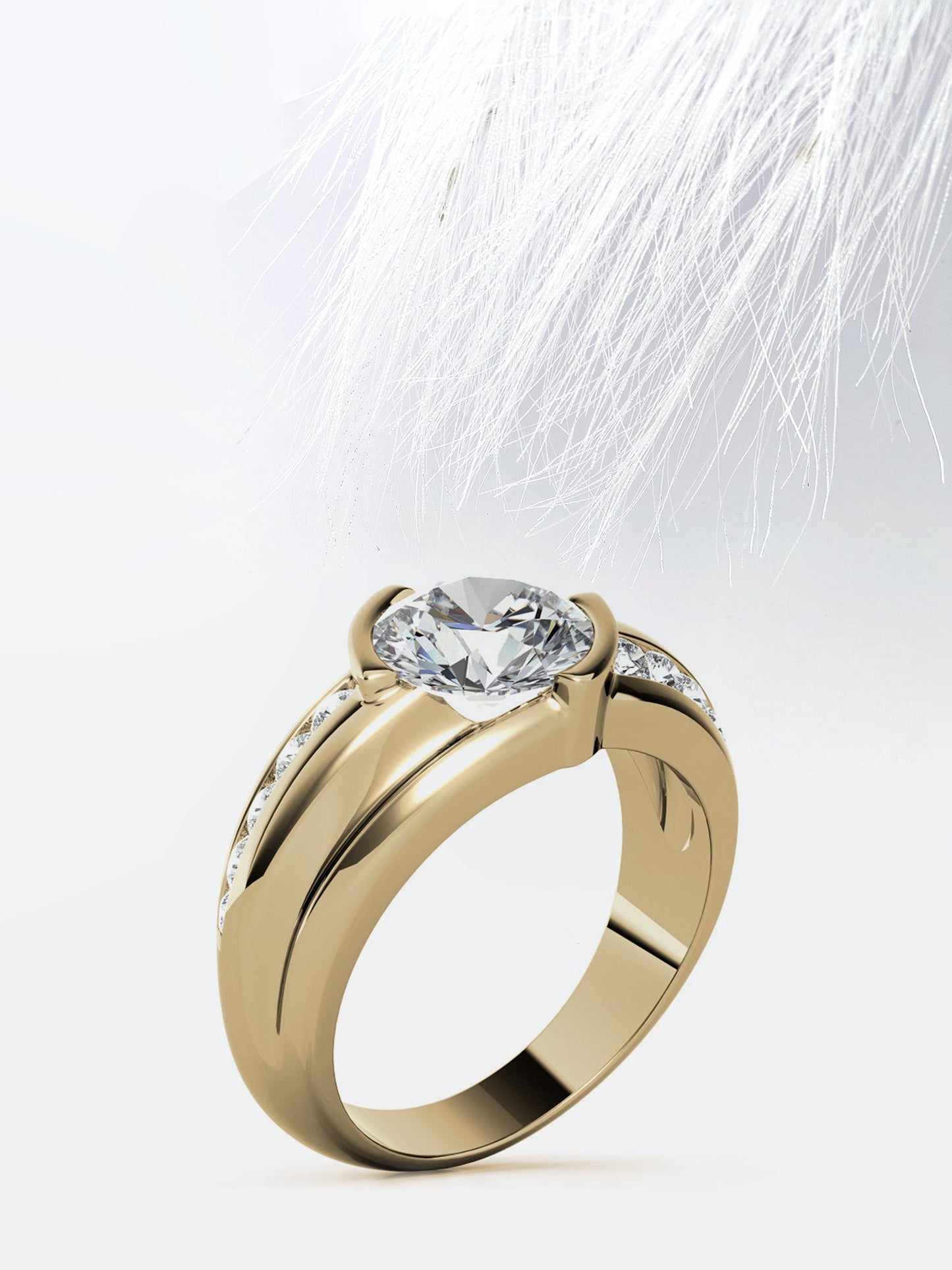 Round Cut Channel Moissanite Men's Diamond Wedding Band