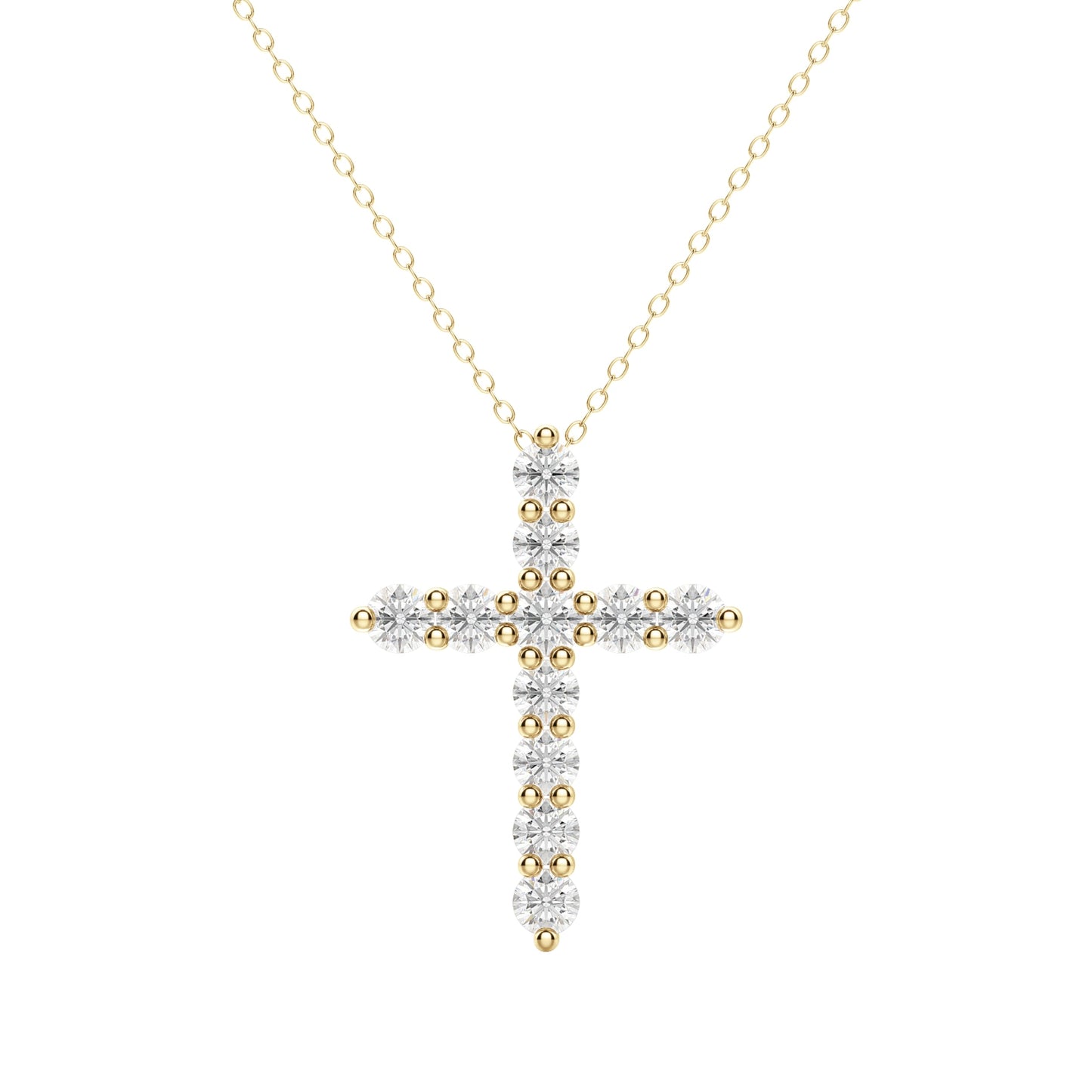 0.17 CT Round Cut Cross Pendant Moissanite Diamond Necklace