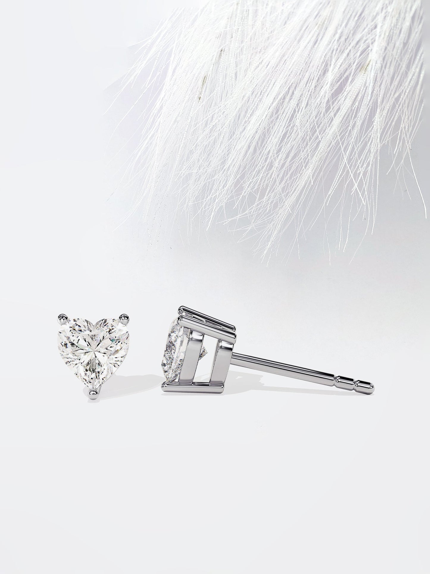 Heart Cut Solitaire Moissanite Stud Diamond Earrings For Women