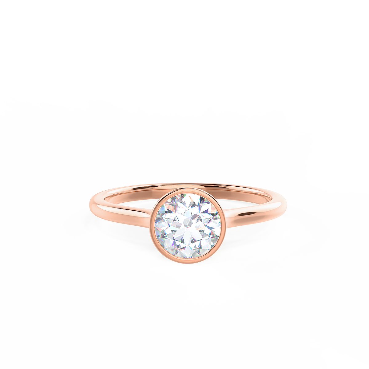 1.5ct Round Cut Moissanite Diamond Bezel Solitare Engagement Ring