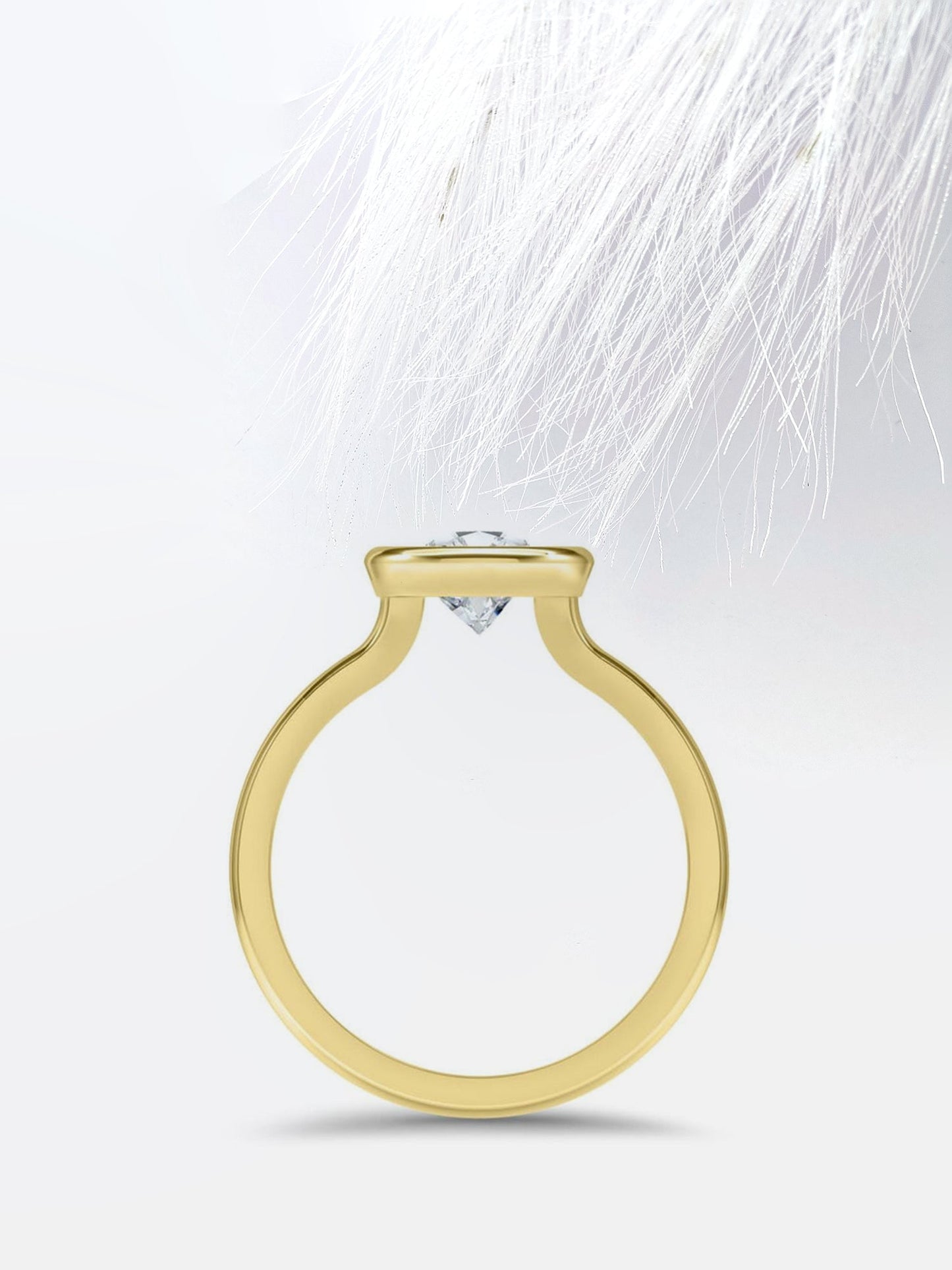 1.0CT Round Cut Bezel Moissanite Diamond Engagement Ring in Yellow Gold