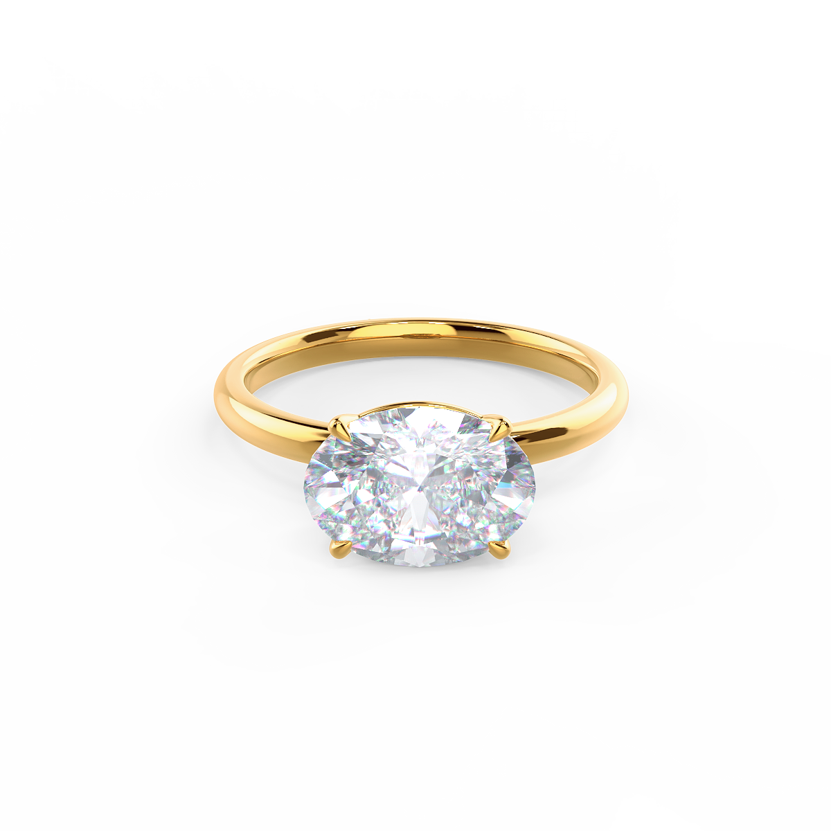 2.0ct Oval Cut East-West Moissanite Diamond Engagement Ring