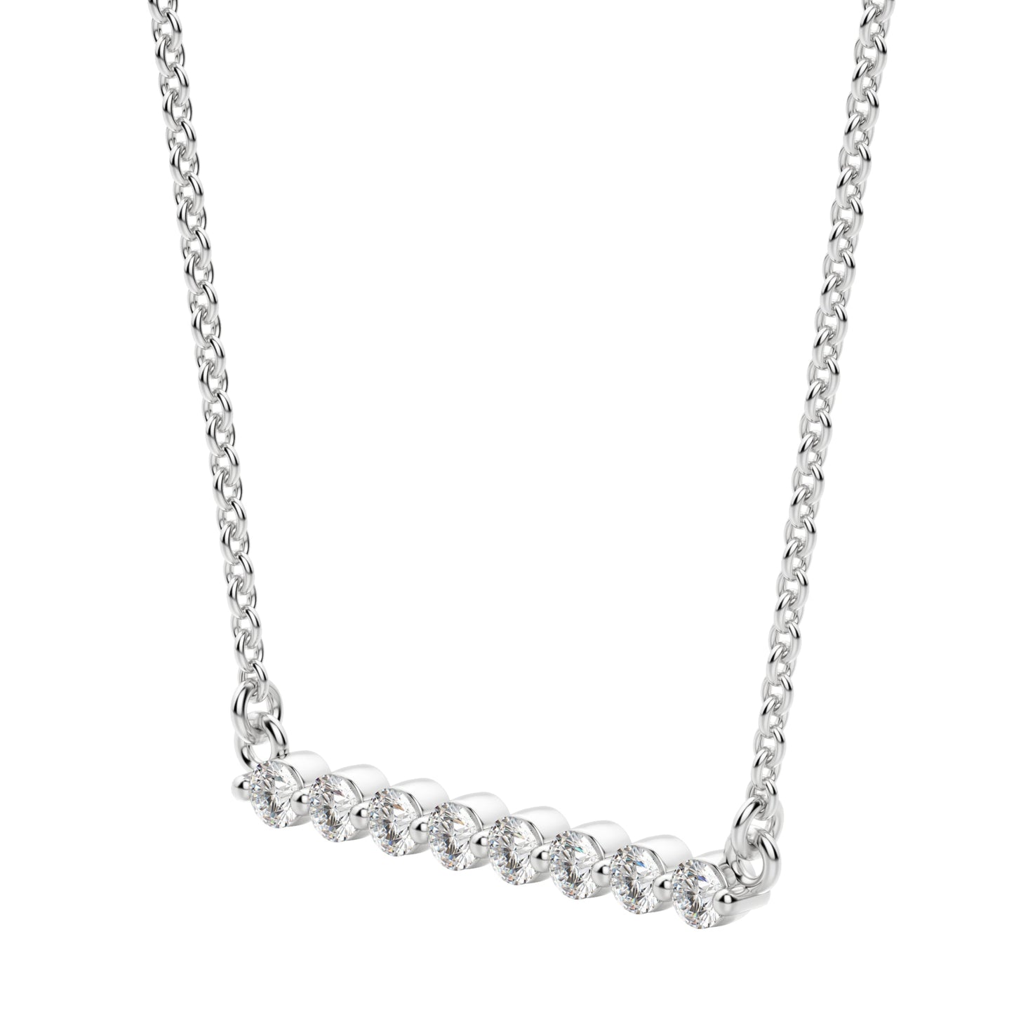 0.24 CT Round Moissanite Diamond Bar Style Necklace
