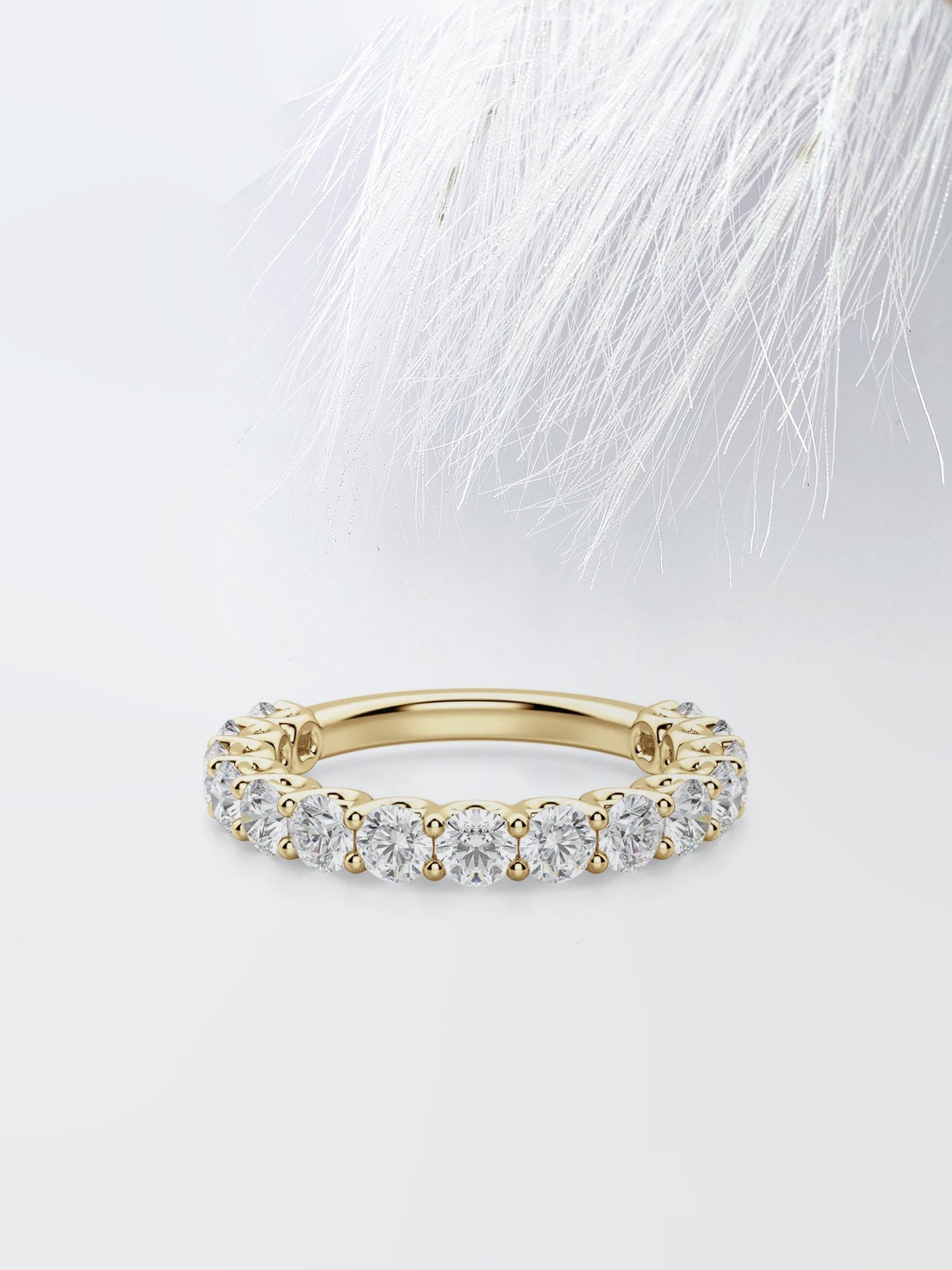 Round Cut Semi Eternity (3\\4) Diamond Wedding Band For Women