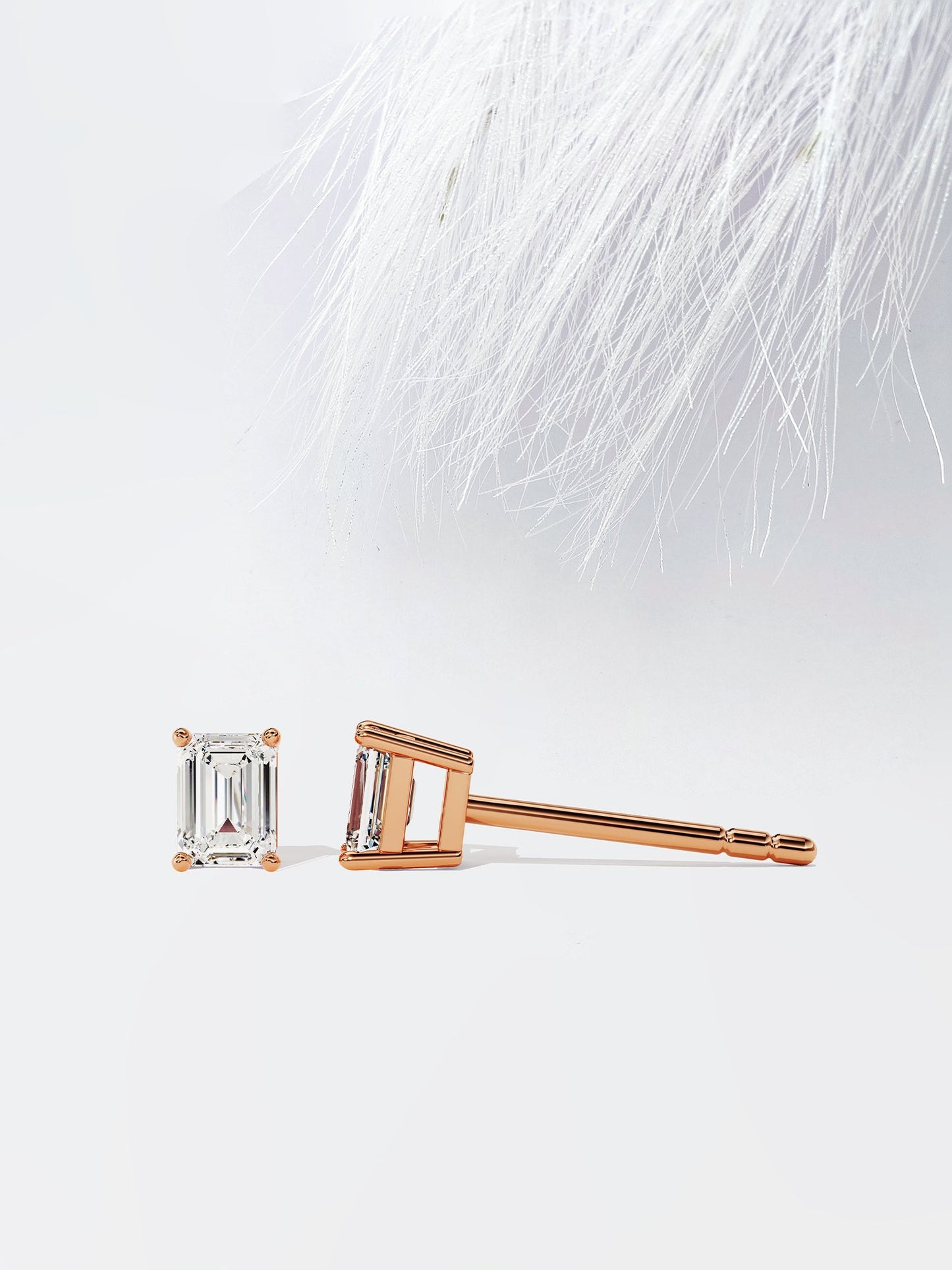 Emerald Cut Solitaire Moissanite Stud Diamond Earrings For Women