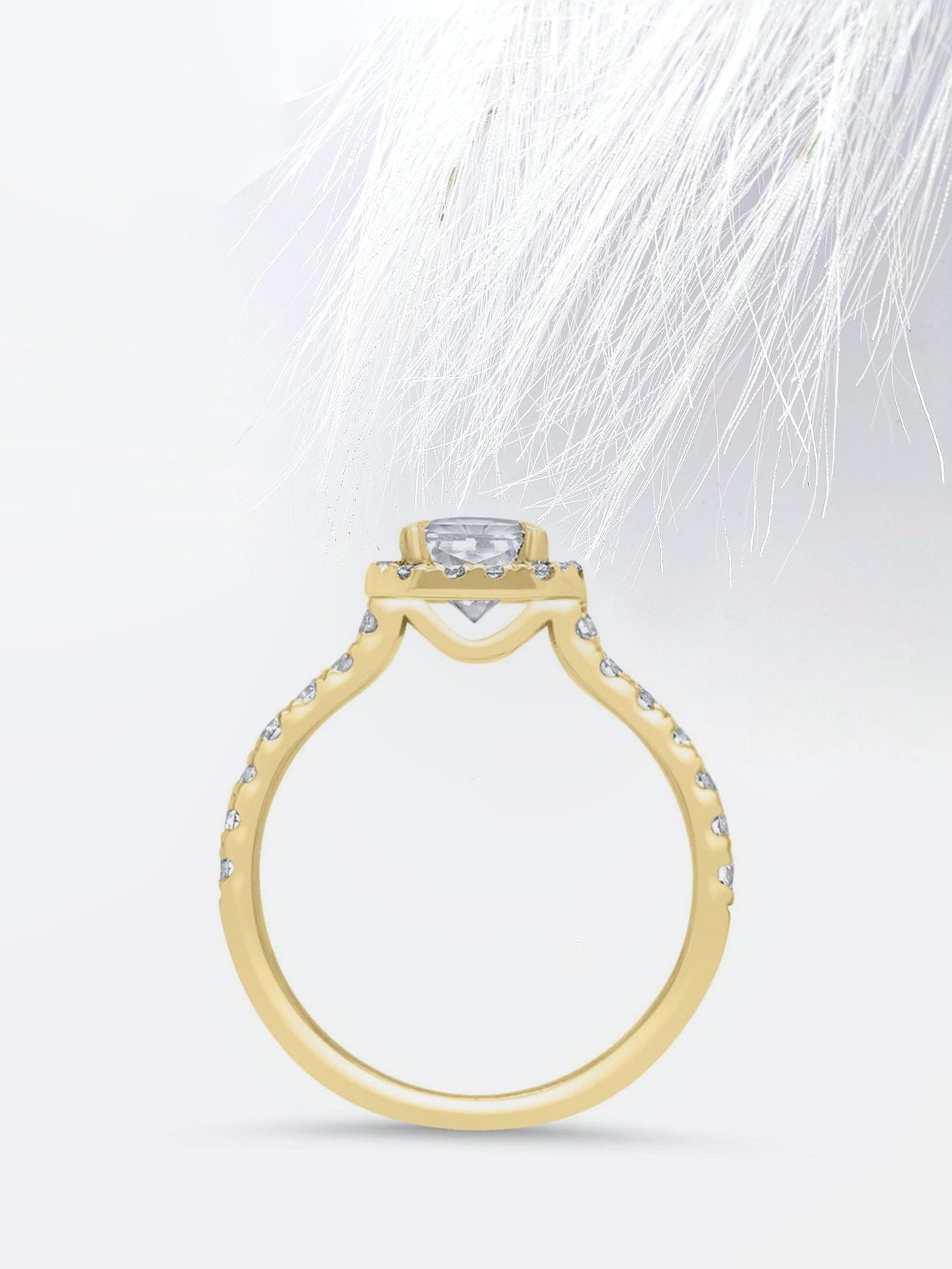 2.0CT Pear Cut Halo Moissanite Diamond Engagement Ring in Yellow Gold