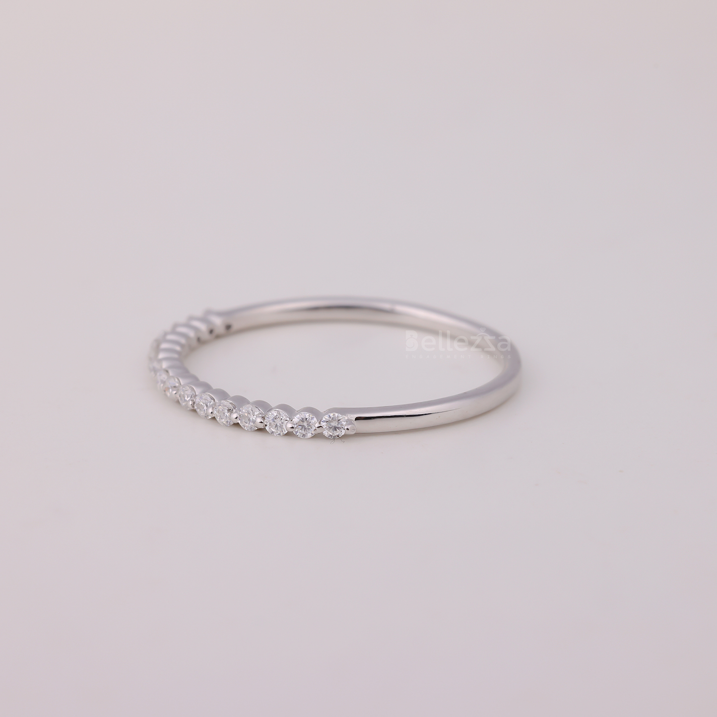 0.30TCW Round Brilliant Bubble Prong Moissanite Wedding Band - Ready to Ship