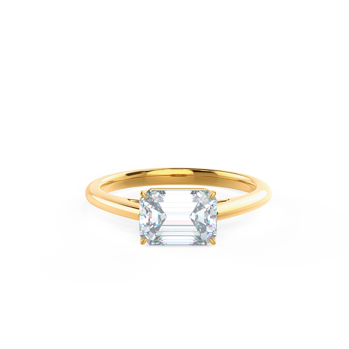 1.6CT- 2.5CT East-West Emerald Cut Solitaire Moissanite Diamond Engagement Ring