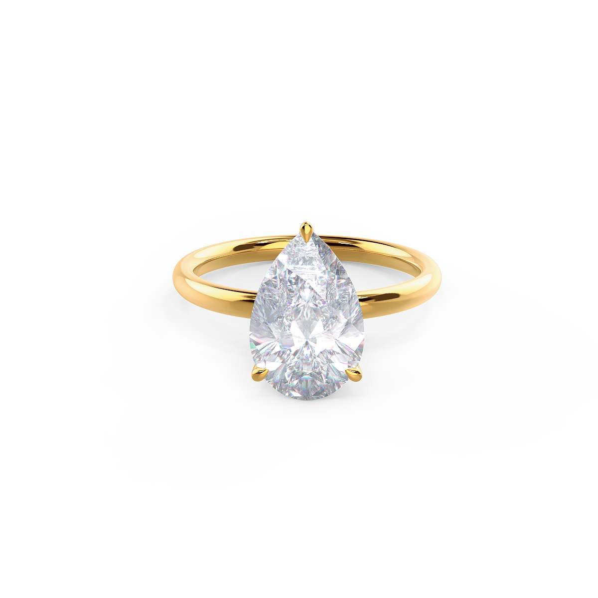 2.0ct Pear Cut Moissanite Diamond Petite Solitaire Engagement Ring