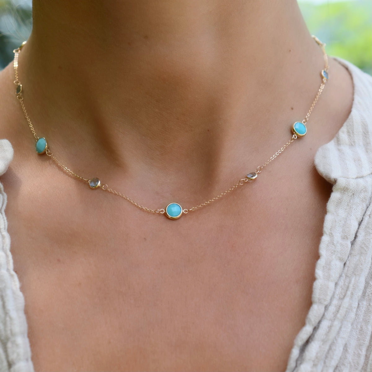 6.0TCW Round Cut Topaz Moissanite December Birthstone Necklace